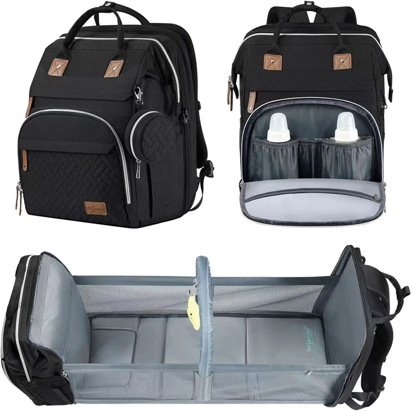 Sac à dos bébé multifonctionnel avec poches isolantes sangle antivol design moderne style élégant sac à langer
