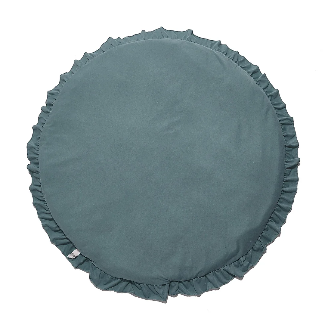 Coussin rond en polyester doux pour nouveauné décoration chambre bébé tapis de jeu sécurisé style kilim vert