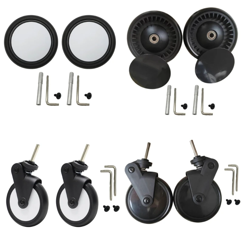 Roues accessoires mobilière 360 degrés plastique métal noir argenté