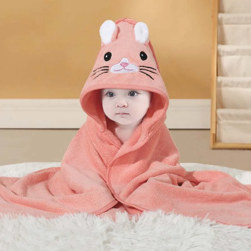 Serviette de bain bébé nouveauné capuche dessin animé multicolore doux