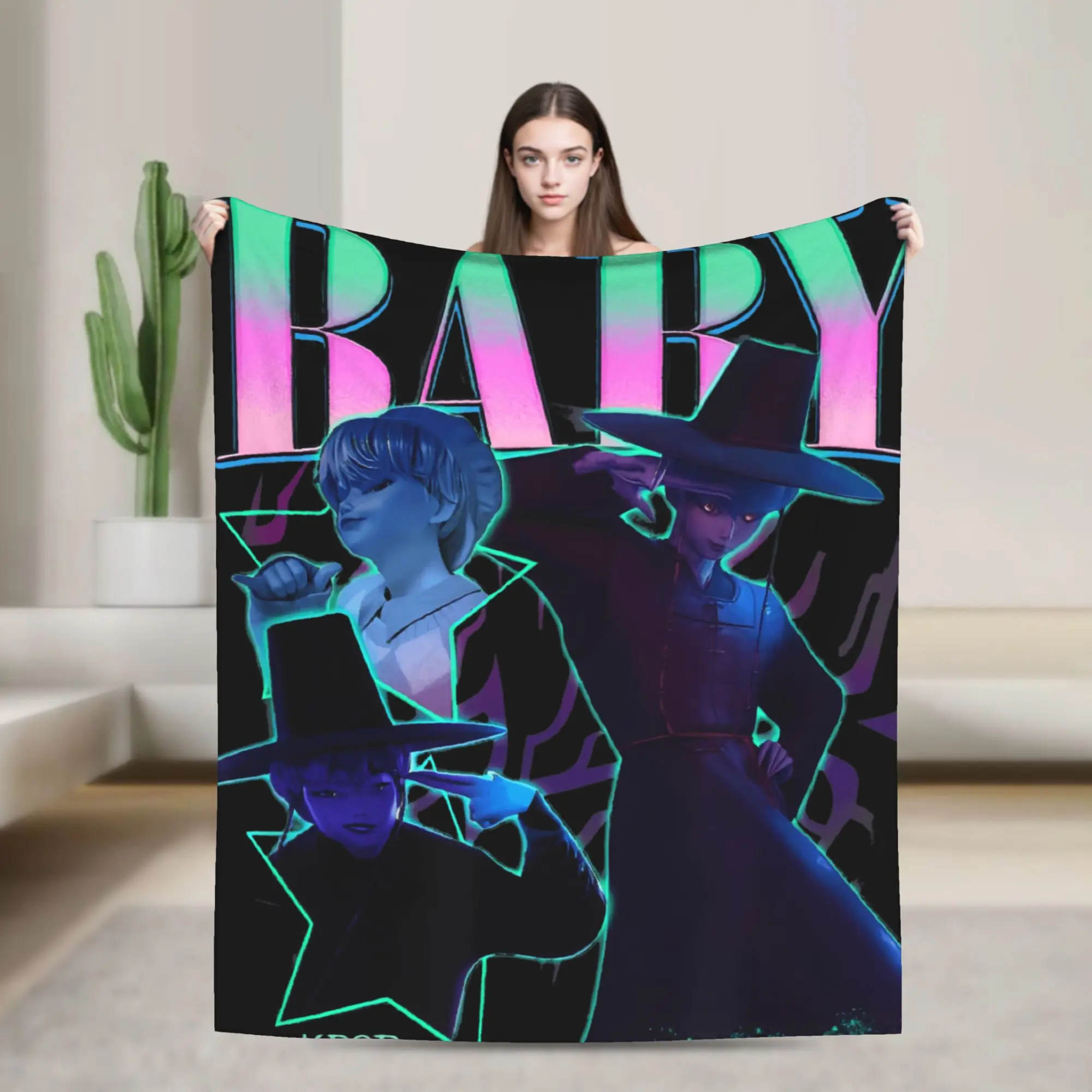 Couverture enfant Saja KPop chasseurs de démons garçons douce chaude peluche lit canapé voyage 100% polyester 