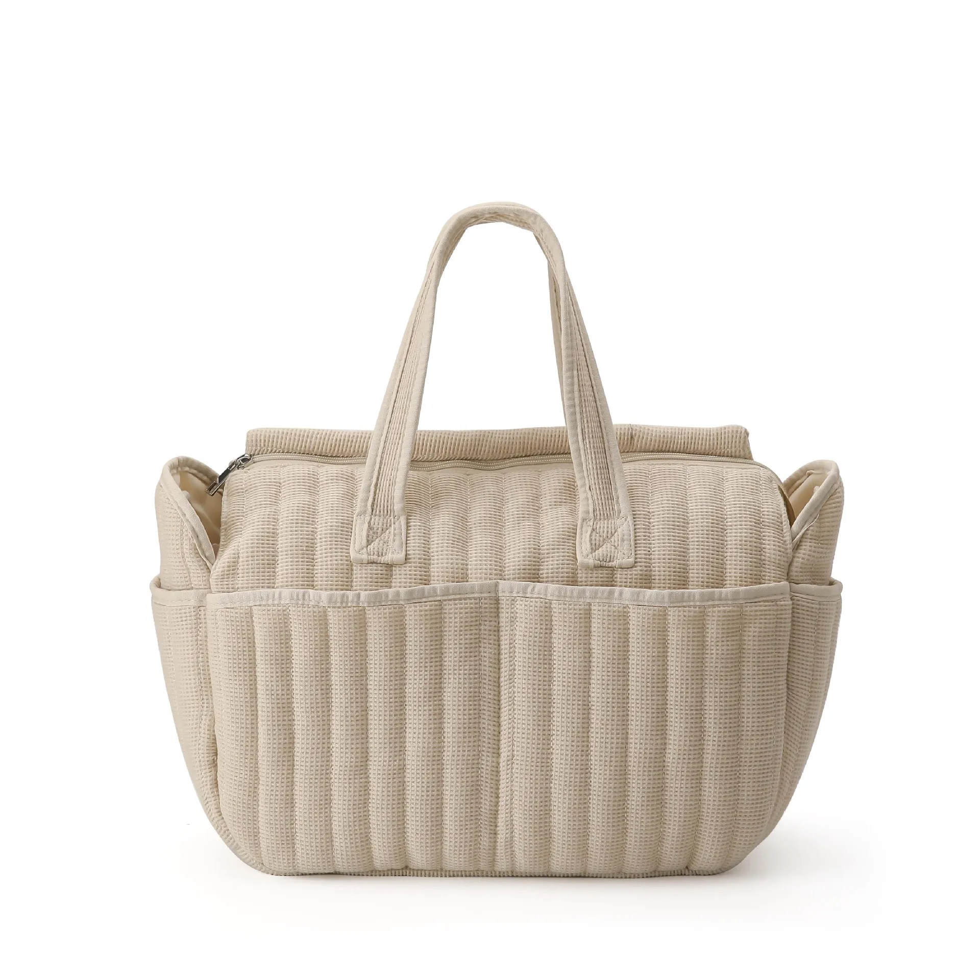 Sac à couches solide sac à dos multifonctionnel élégant sac à langer pour bébé grand sac fourretout beige