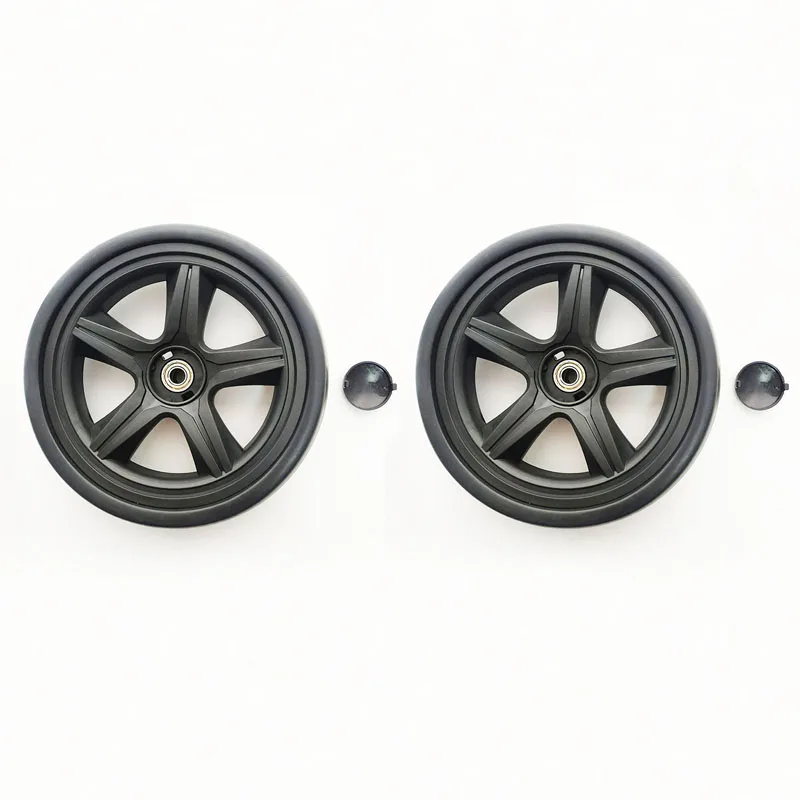 Roues universelles de poussette 20cm noir mat design sportif montage