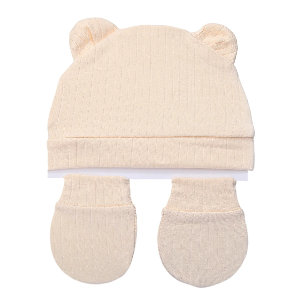 Bonnet bébé oreilles ours mitaines accessoire bébé 03 mois coton doux