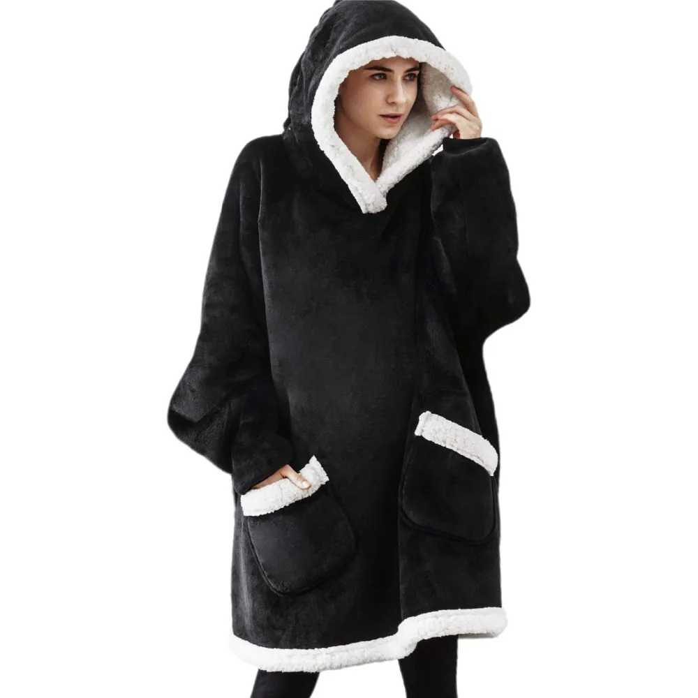 Couverture à capuche Sherpa polaire en tissu doux pour adultes