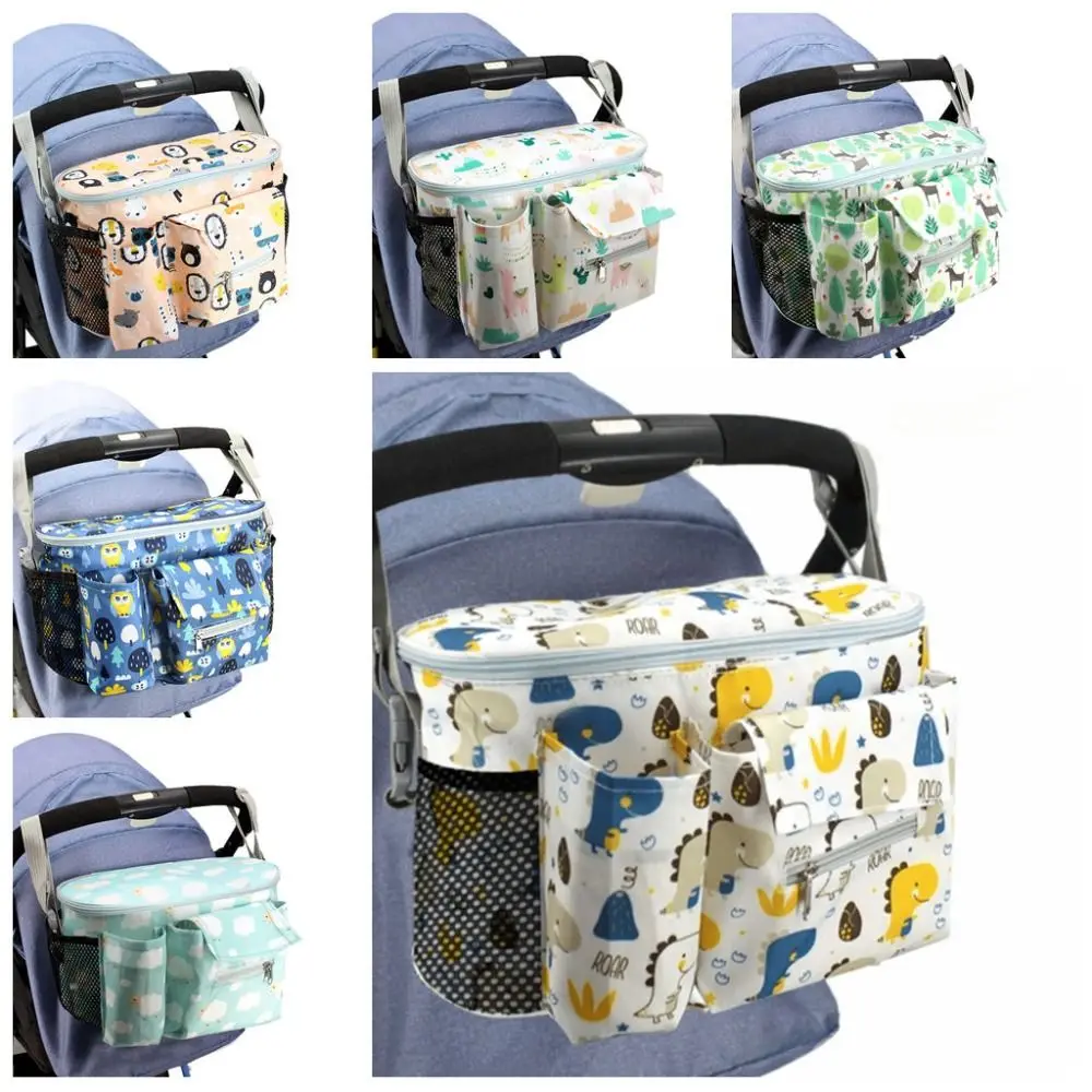 Sac de poussette en tissu Oxford dessin animé multifonctionnel panier
