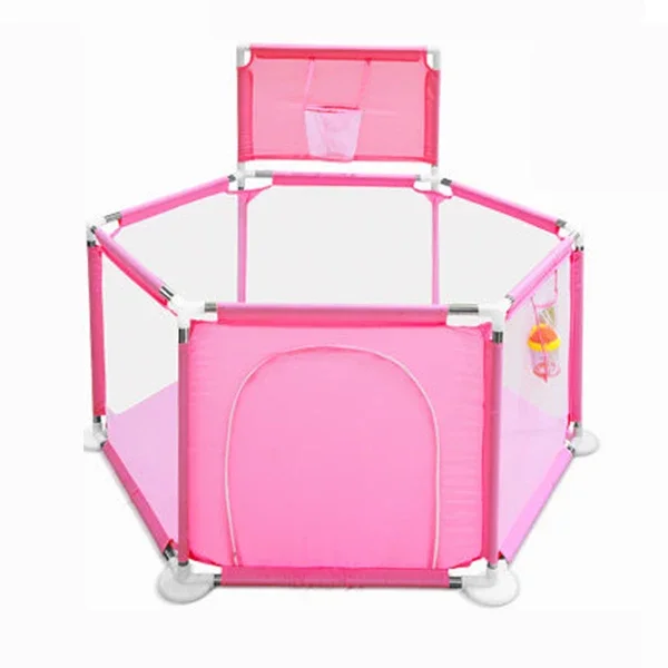 IMBABY-Parc hexagonal pour bébé avec panier de basket, aire de jeux