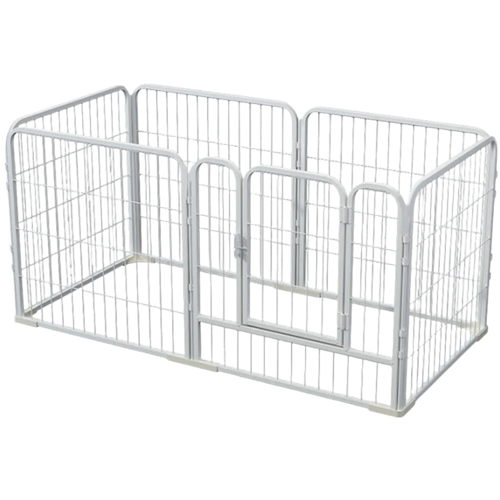 Parc de jeu pour chien 6 panneaux métal robuste enclos modulaire blanc