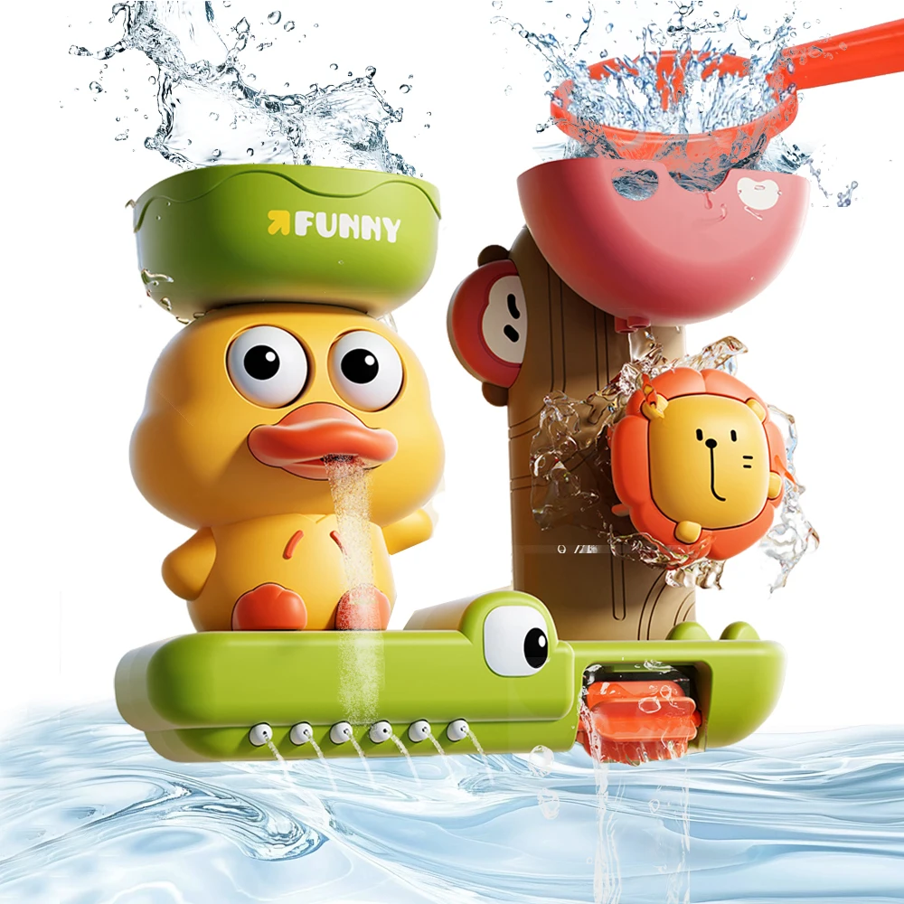 Jouet de bain interactif pour bébé canard à eau lion bol en plastique jouet aquatique pour enfants 03 ans FUNN