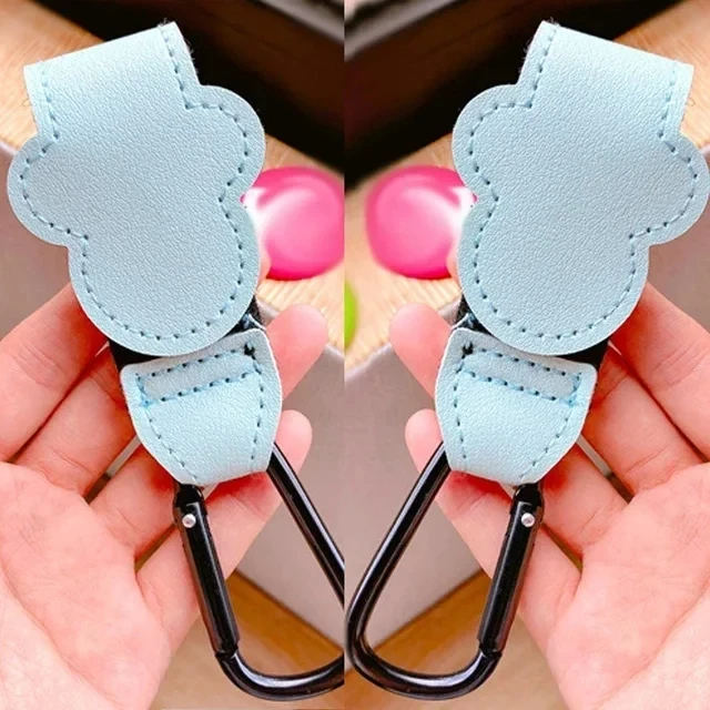 Porteclés bébé en cuir synthétique accessoire poussette style mignon couleur bleu pastel 2 pièces