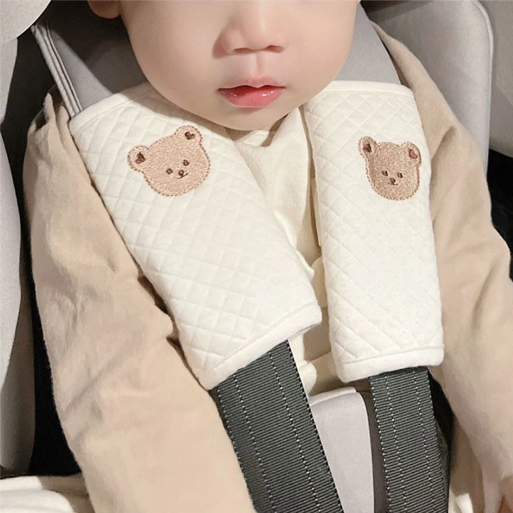Housse de protection pour harnais de siège auto bébé doux en coton motif ours 安全 confort accessoire poussette