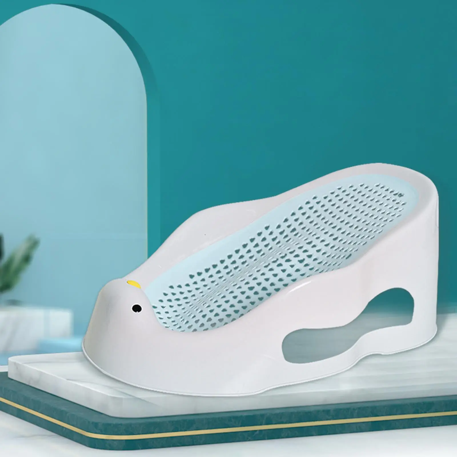 Baignoire bébé portable antidérapante design oiseau bleu blanc 06 mois facile à nettoyer moderne ergonomique