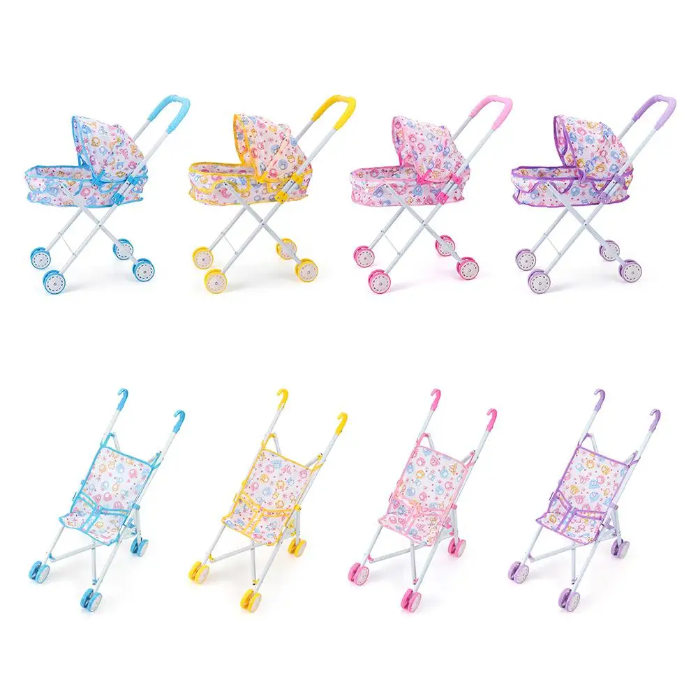 Poussette pour poupées pliable en métal et tissu design coloré jouet éducatif pour enfants 312 ans idéale pour