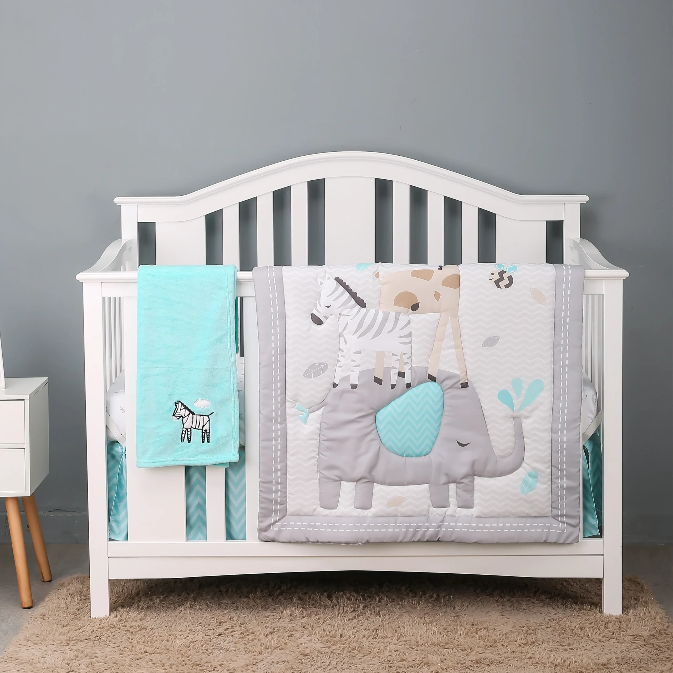 Ensemble de literie pour bébé lit à barreaux couette drap jupe