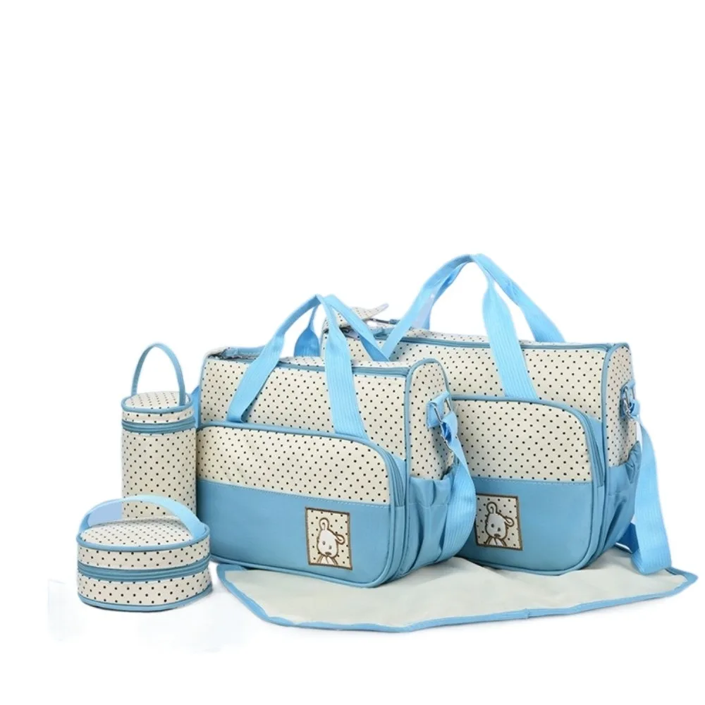 Ensemble sac à langer 5 pièces style moderne tissu Oxford compartiments organisés coussin change intégré poche