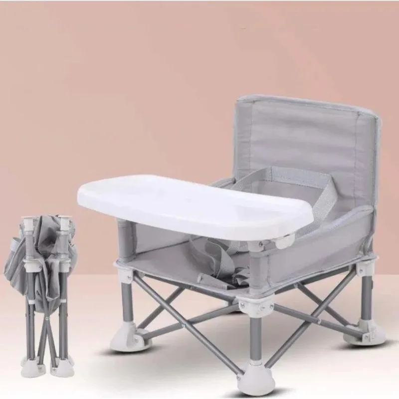 Chaise bébé compacte portative pliable extérieure aluminium ceinture sécurité 3 points plateau amovible sac ra