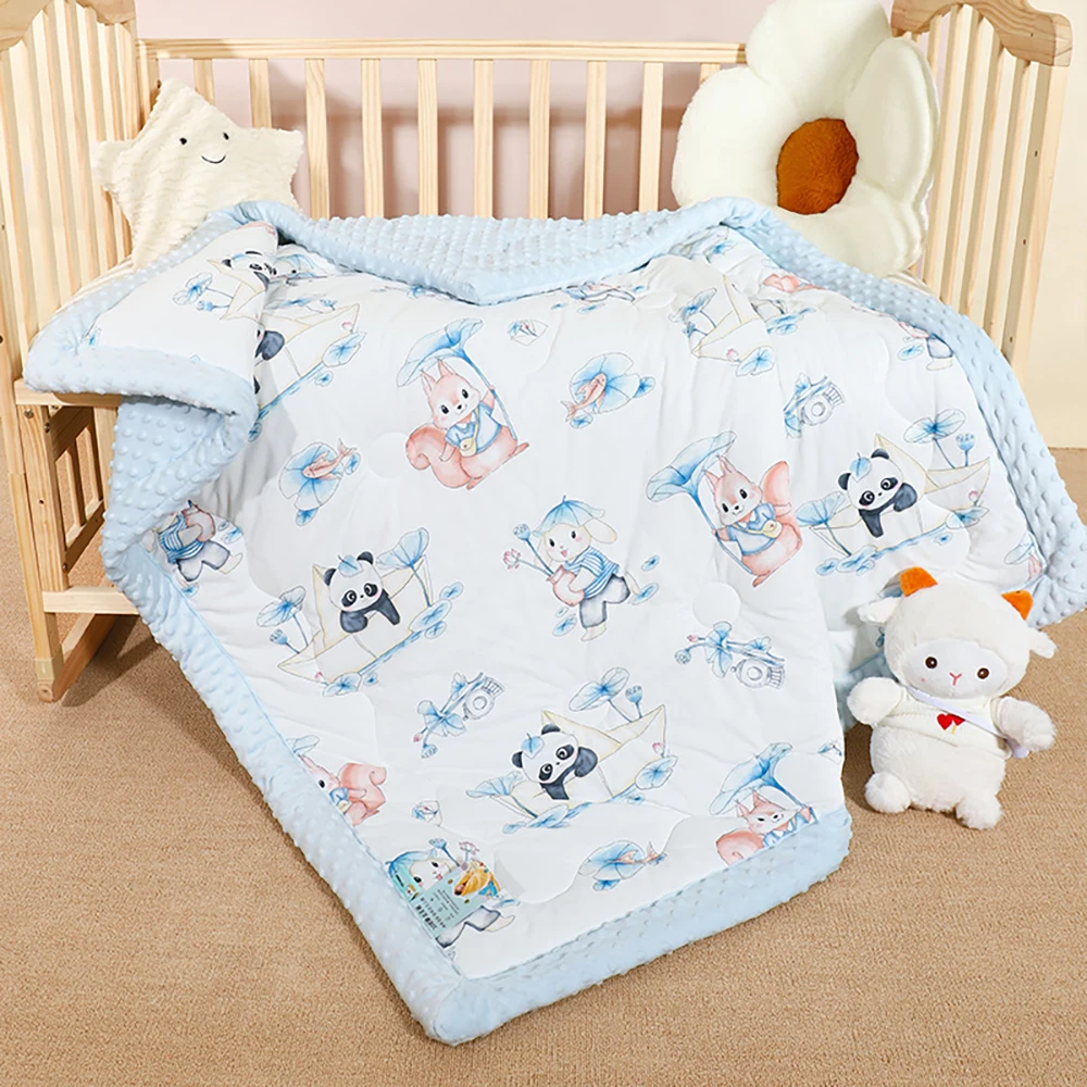 Couette bébé 100x75 cm motifs animaux cartoon douce chaleur confort lit