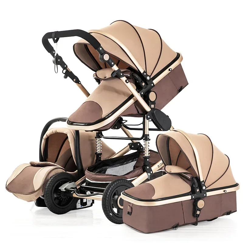 Poussette de Luxe 3 en 1 pour Bébé Landau Portable Multifonctionnel NouveauNé Cheshire Double Face
