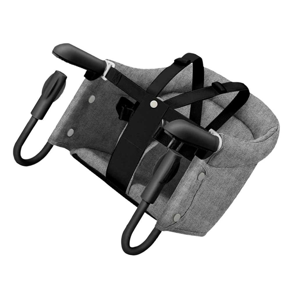 Chaise haute portable pour bébé rehausseur de siège attachable tissu gris plastique noir sangles ajustables us