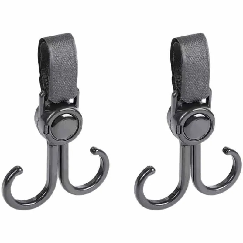 Crochets de suspension pour poussette bébé 2 pièces plastique ABS noir ajustables accessoires voyage fixation 