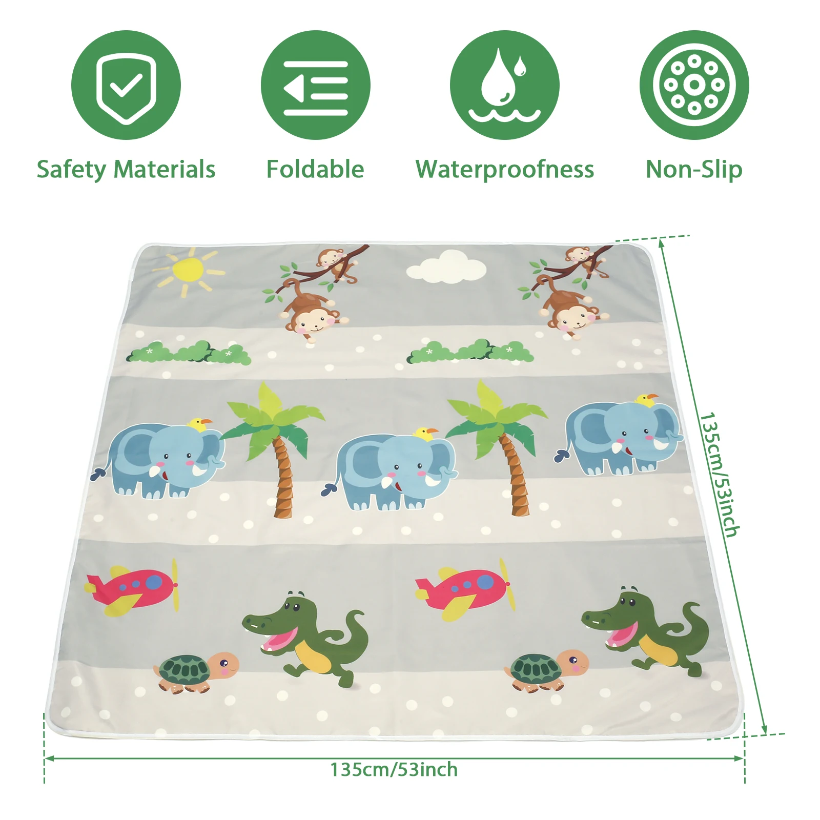 Tapis de jeu PVC antidérapant pour bébé pliable imperméable motifs