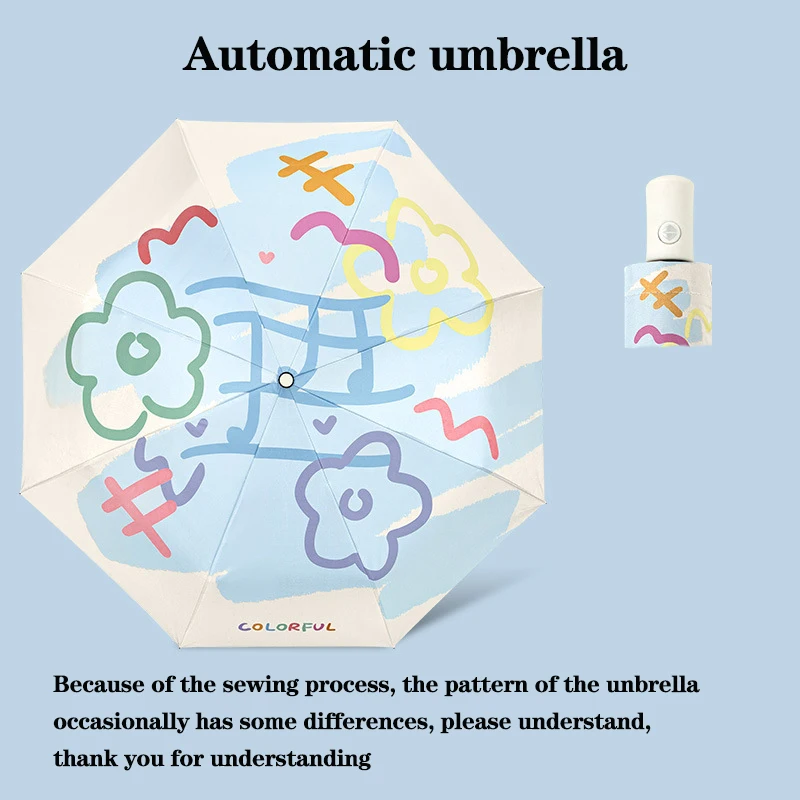 Parapluie automatique UV coloré compact protection solaire pluie voyages design moderne motifs fleuris tissu p