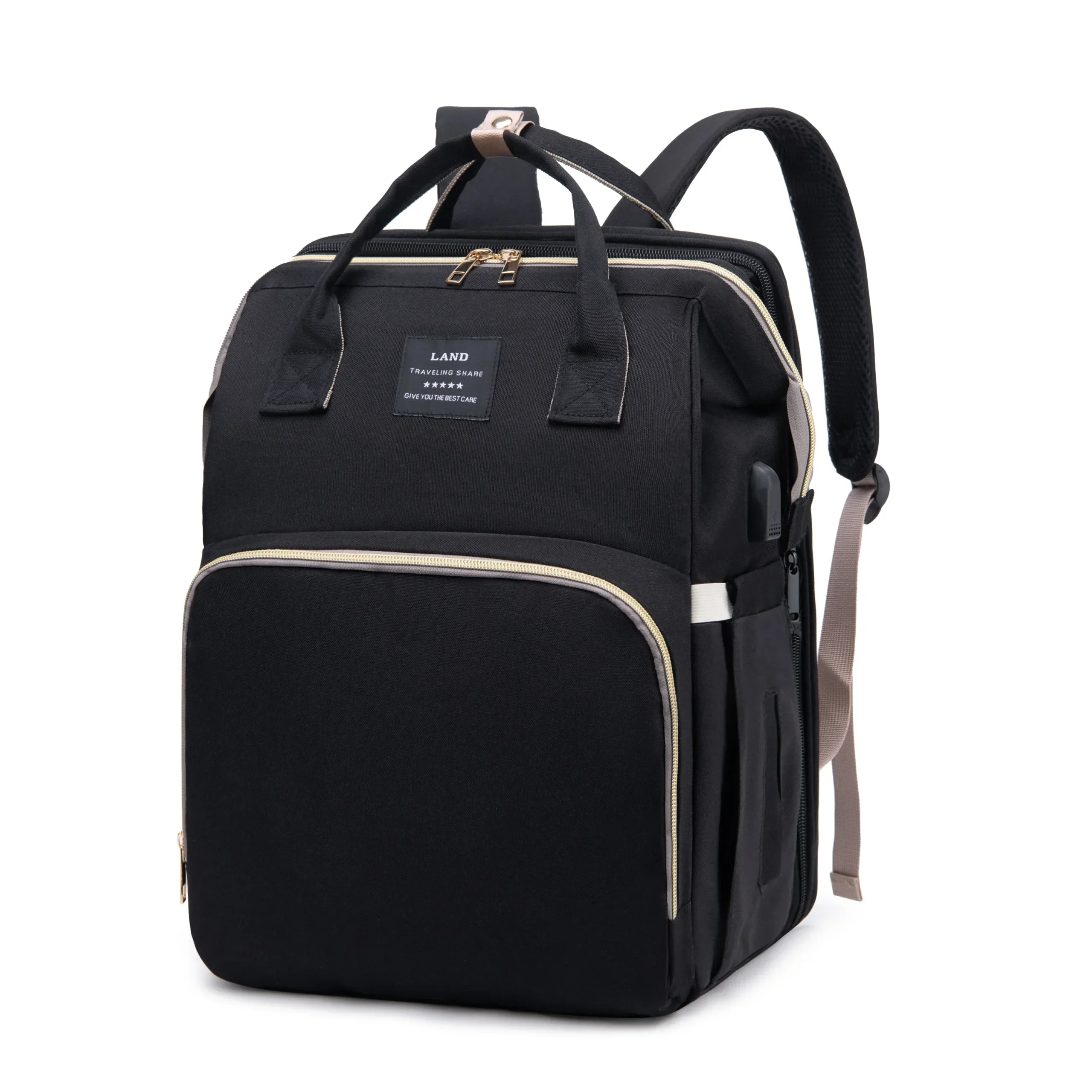 Sac à dos pliable portable pour maman lit CPull sangles grande capacité
