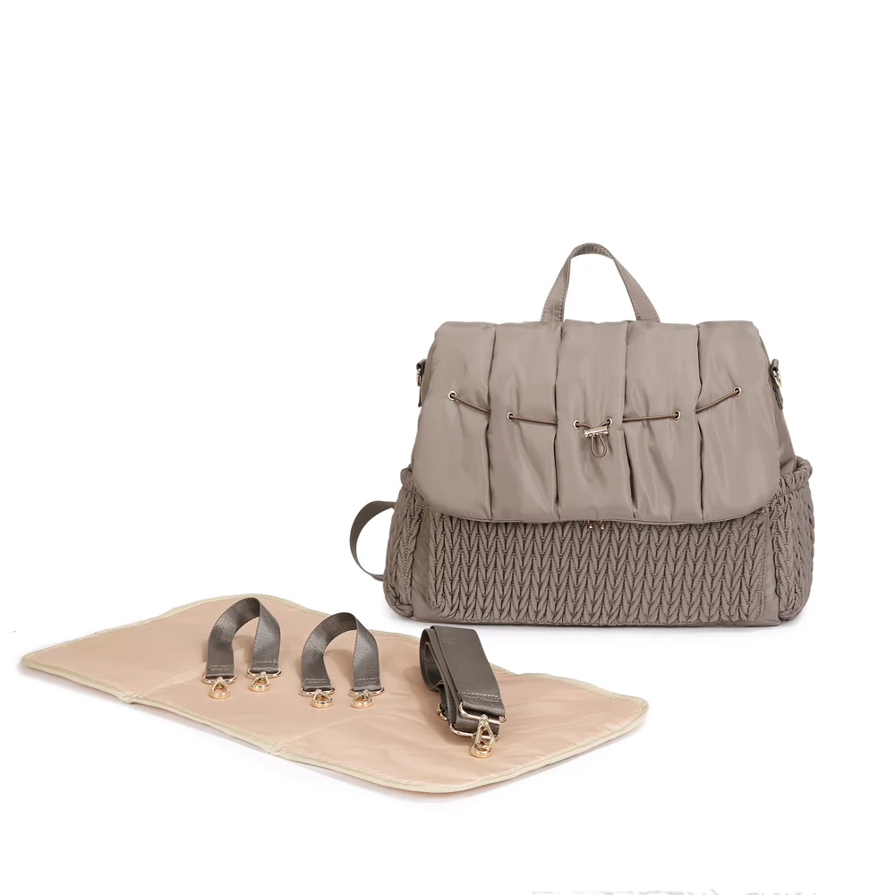 Sac à dos sac à couches élégant en tissu synthétique khaki pour bébé accessoires poussette
