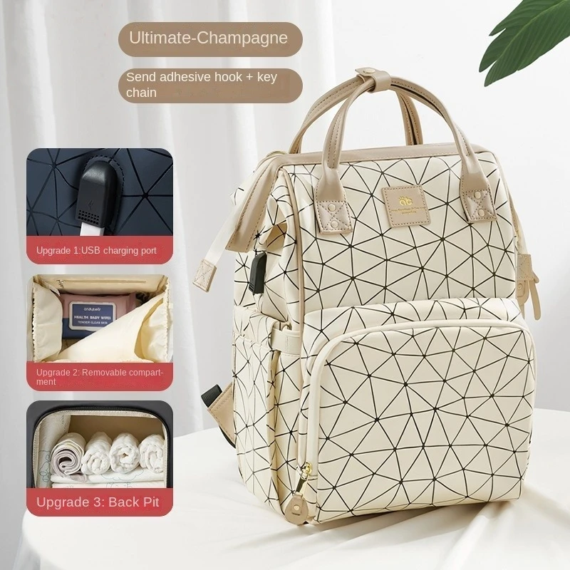 Sac à dos étanche USB design moderne pour maman sac à langer bébé style