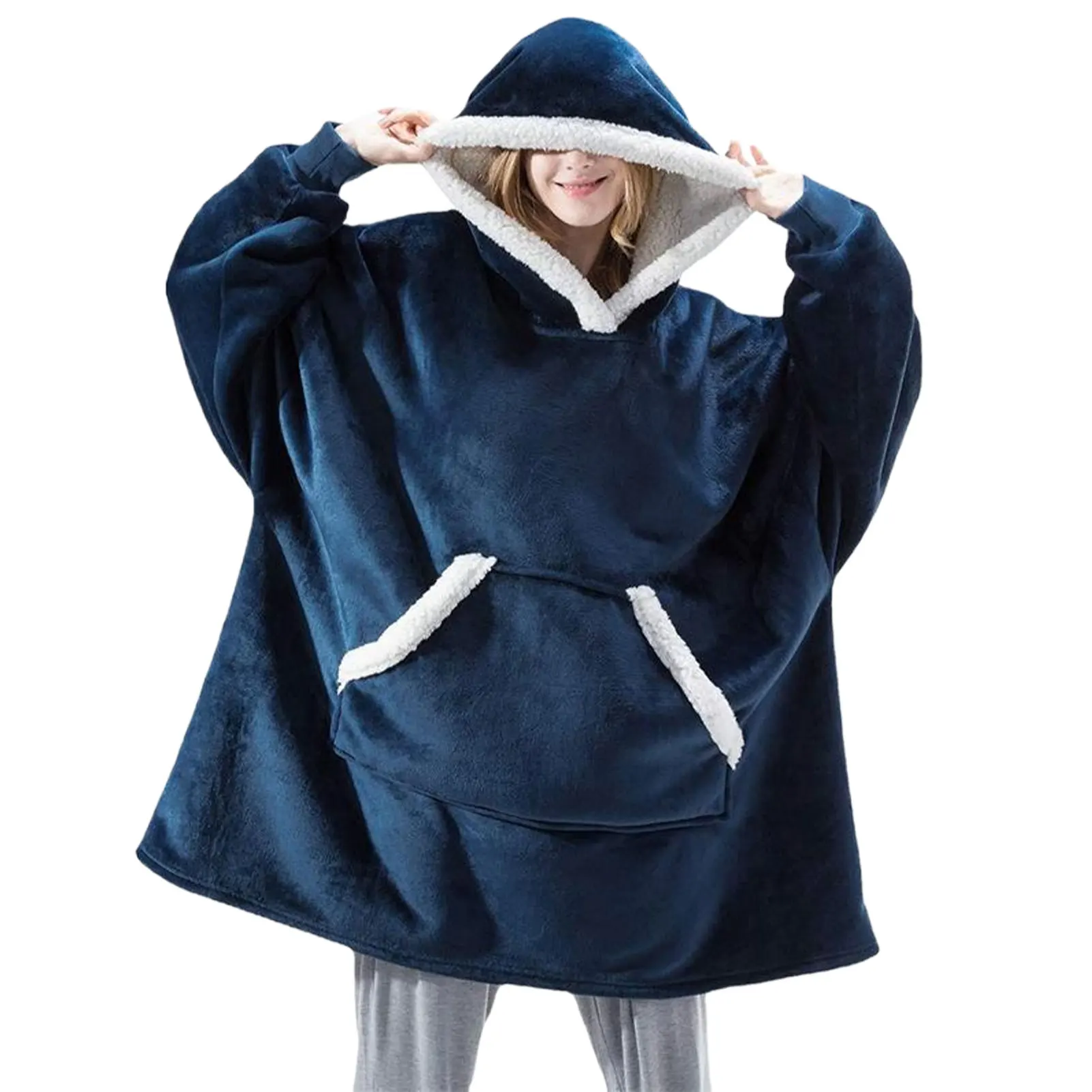 Couverture à capuche surdimensionnée en polaire Sherpa pour hommes et