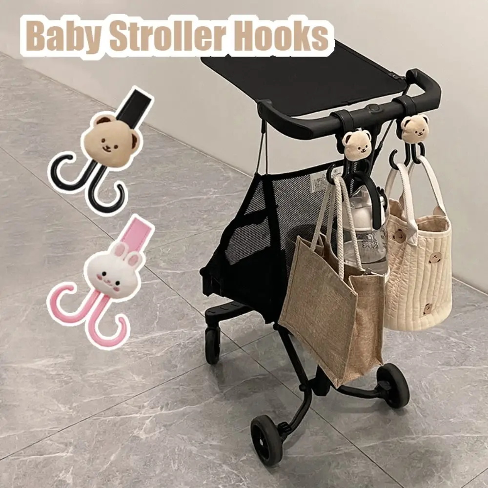 Crochets poussette ours lapin animaux accessoires bébé cute design pratique portable fixations durables ABS