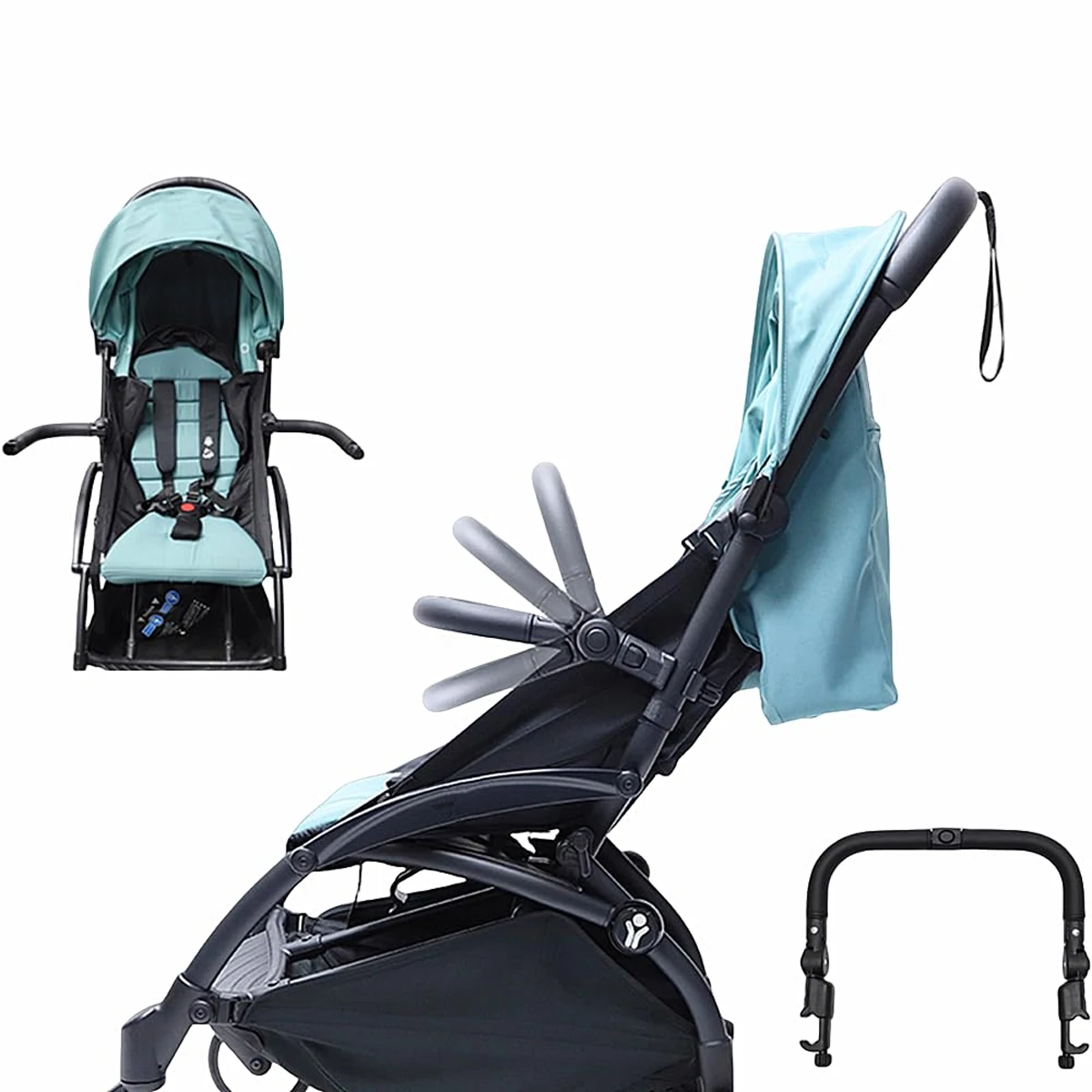Barre de protection poussette ajustable en cuir artificiel design