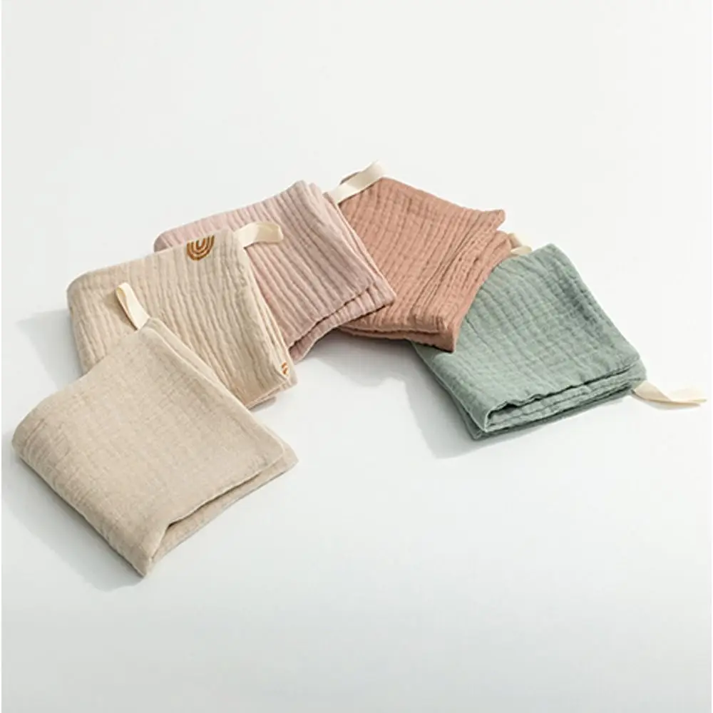 Débarbouillettes en mousseline pour bébé serviettes de soin douces 5 pièces en tissu multicolore idéales pour 