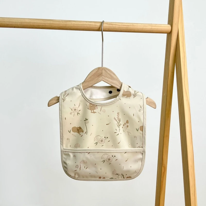 Bavoirs imperméables en PU pour bébés motifs animaux et fleurs 03 ans