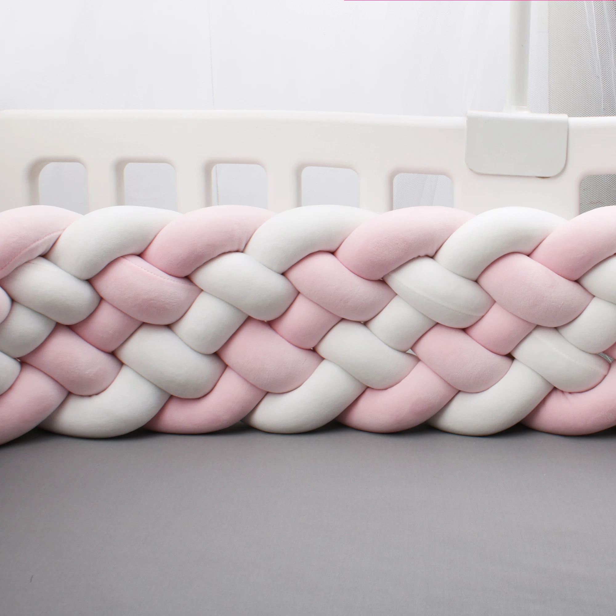 Parechocs lit bébé 200cm oreiller tressé noeud coussin protecteur décoration chambre bébé sécurité lit enfant 