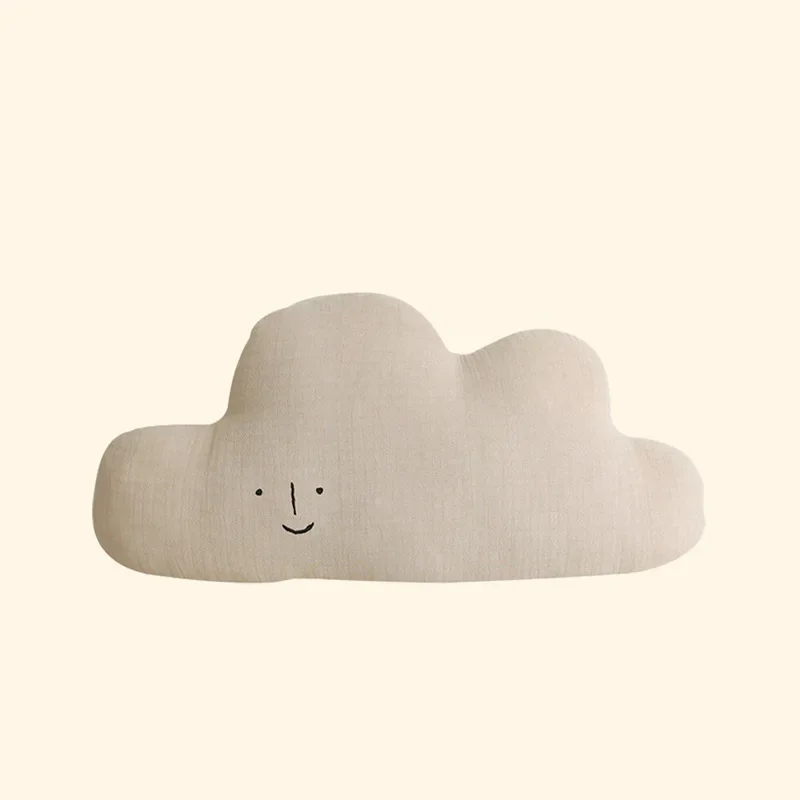 Oreiller apaisant brodé pour bébé coussin décoratif style nordique chambre enfant nuage souriant matelas bébé 