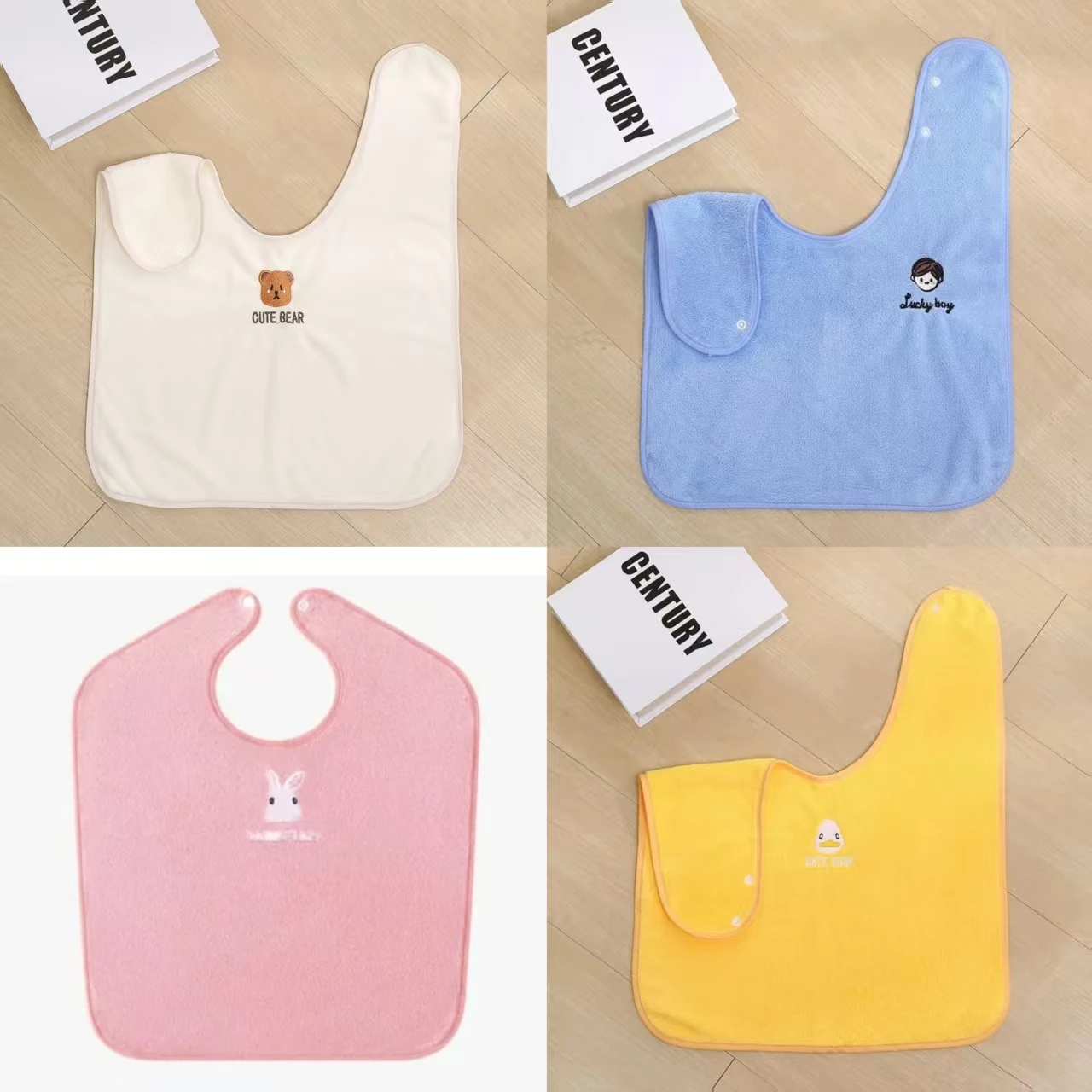 Bavoirs pour enfants 4 pièces doux et absorbants motifs animaux