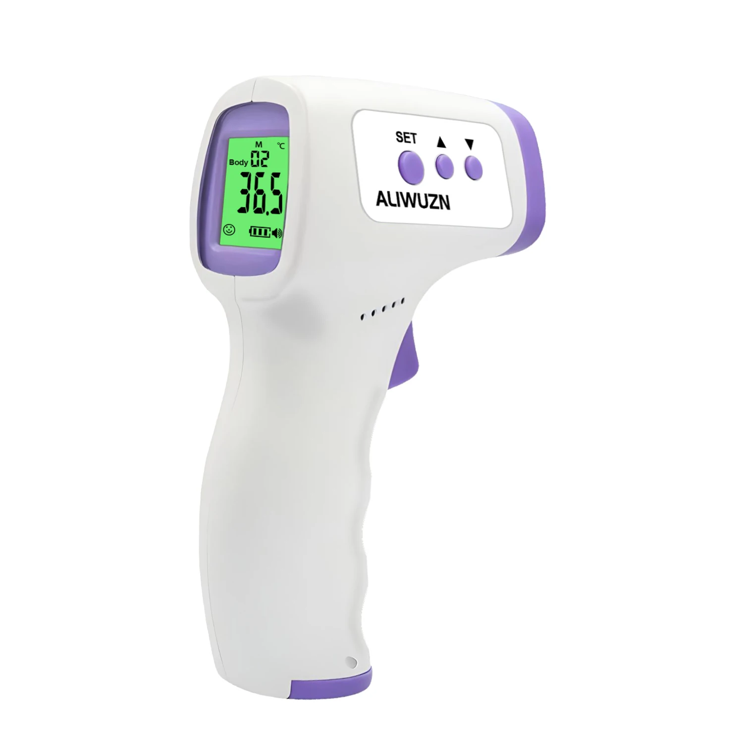 Thermomètre infrarouge bébé sans contact ALIWUZN mesure température frontale écran LCD clair design ergonomiqu