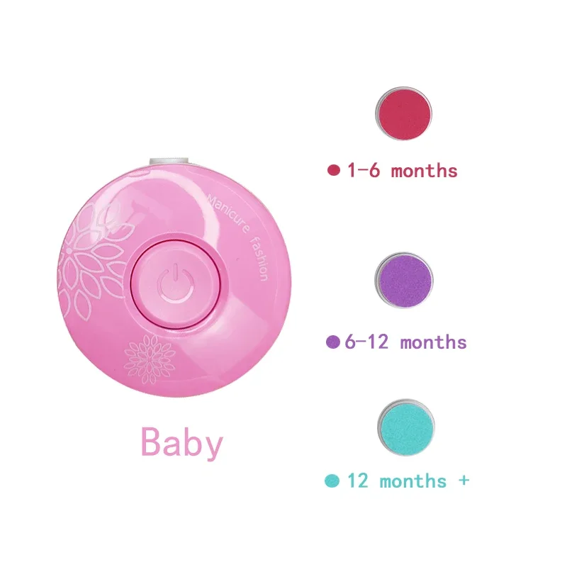 Appareil de manucure pour bébé avec têtes de rechange Kit de soins silencieux Design rose floral Idéal pour no