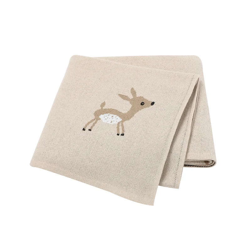 Couverture douce et respirante pour bébé emmaillotage rond 120x90cm 100% coton design cerf mignon pour 03 ans