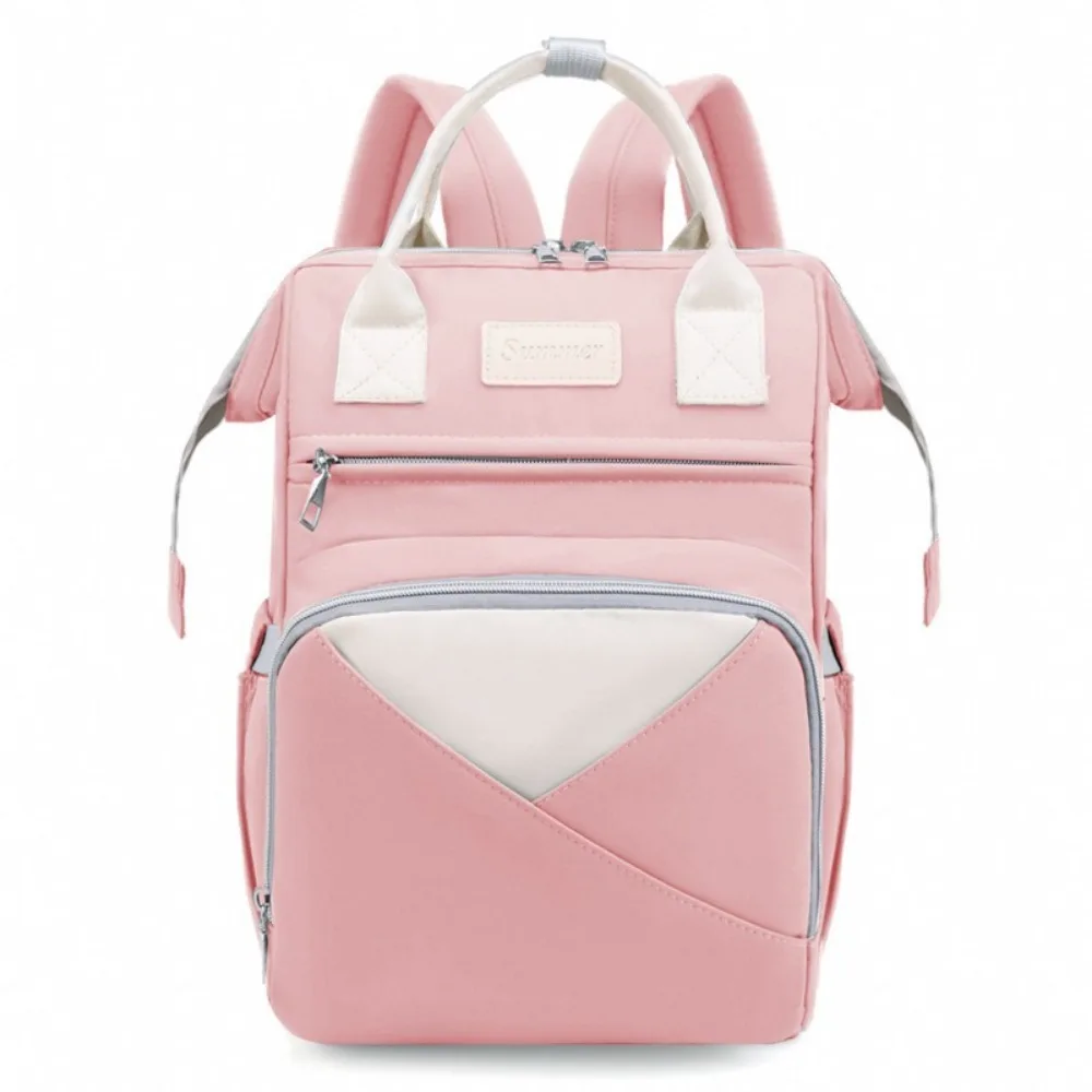 Sac à dos multifonctionnel en nylon grande capacité poches isolées sac maternité imperméable style moderne ros