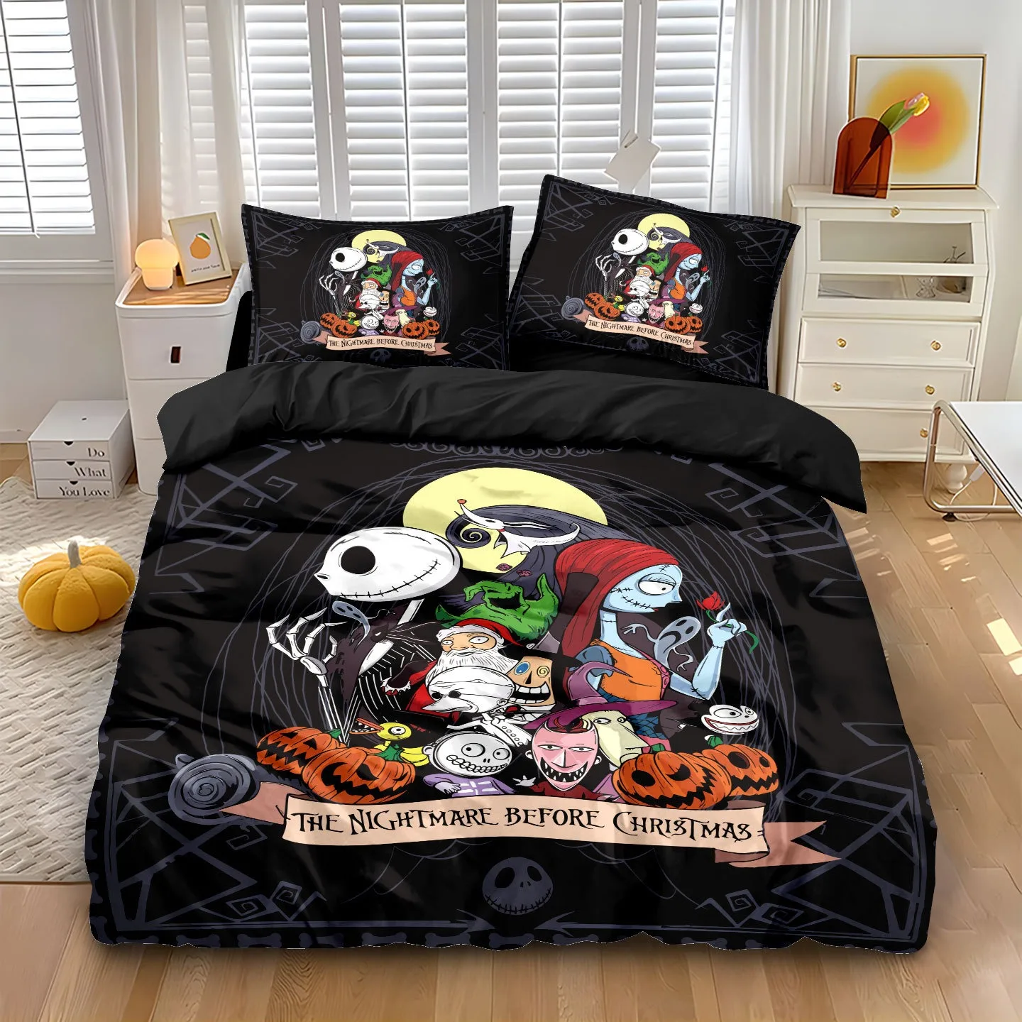 Parure de lit Nightmare Before Christmas housse de couette et taie d'oreiller décoration chambre enfant style 