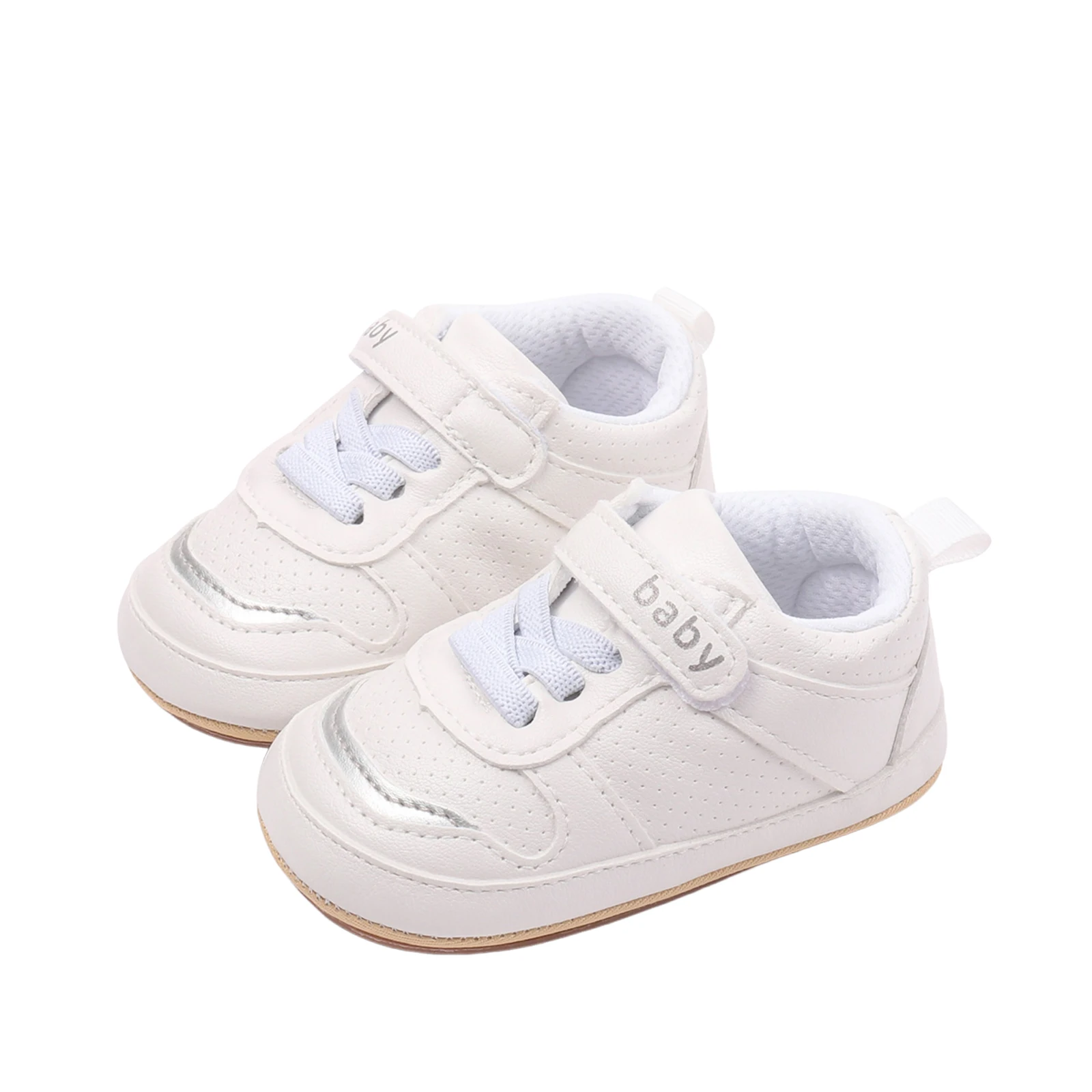 Baskets en simili cuir blanc pour bébés filles et garçons chaussures