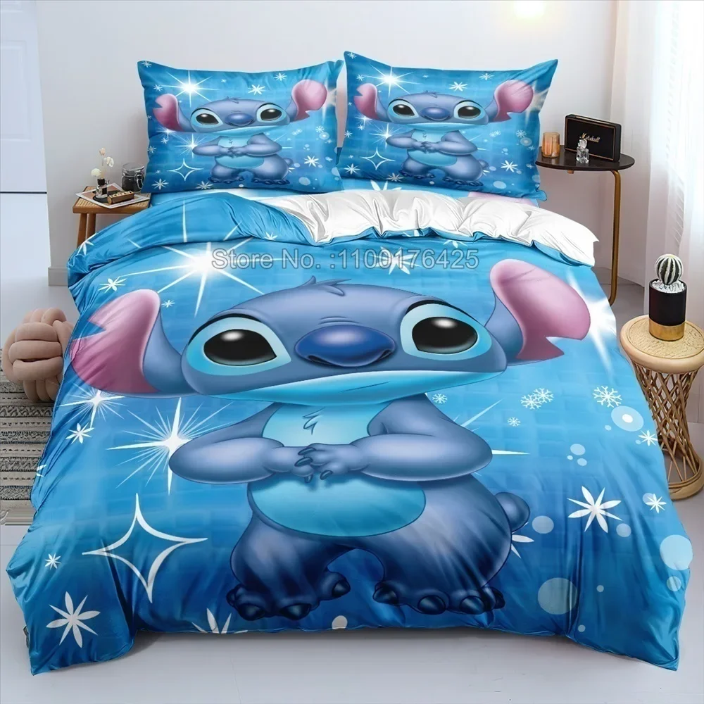 Ensemble literie Stitch et Lilo pour enfants housse de couette et taies d'oreiller design Disney chambre d'enf