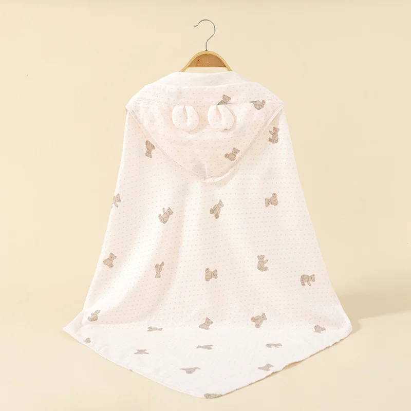 Cape de bain bébé en coton doux aprèsbain nouveauné style mignon confortable usage multiple