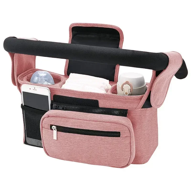 Organisateur de poussette portable sac à langer divers compartiments couleurs douces pratique pour les sorties