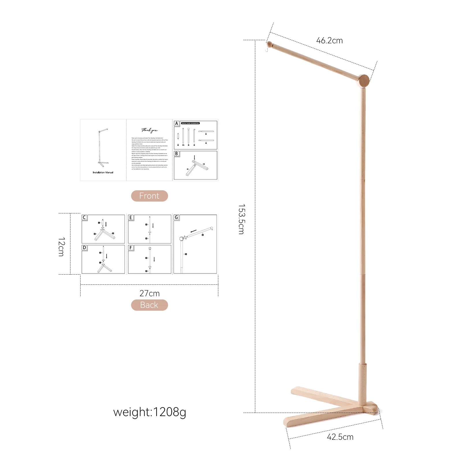 Support de meuble en bois pour lit bébé berceau déco nursery mobiles