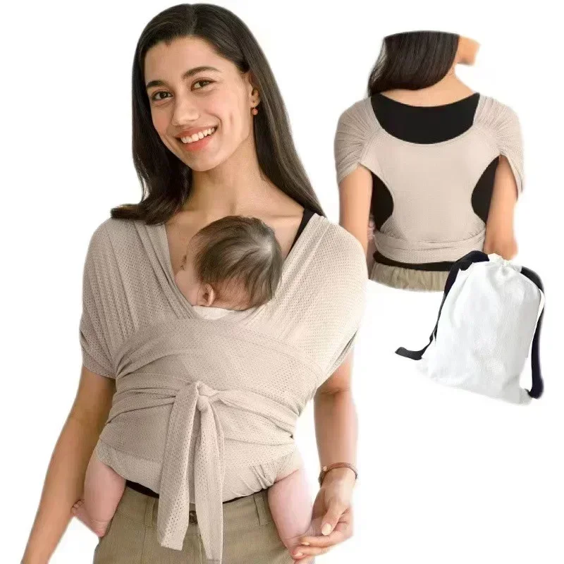 Portebébé ergonomique face kangourou hanche dos mains libres tissu doux beige portable sac incl. 02 ans