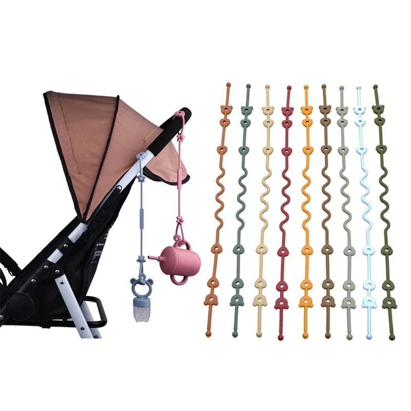Support accessoire poussette bébé en silicone sangles sécurité support
