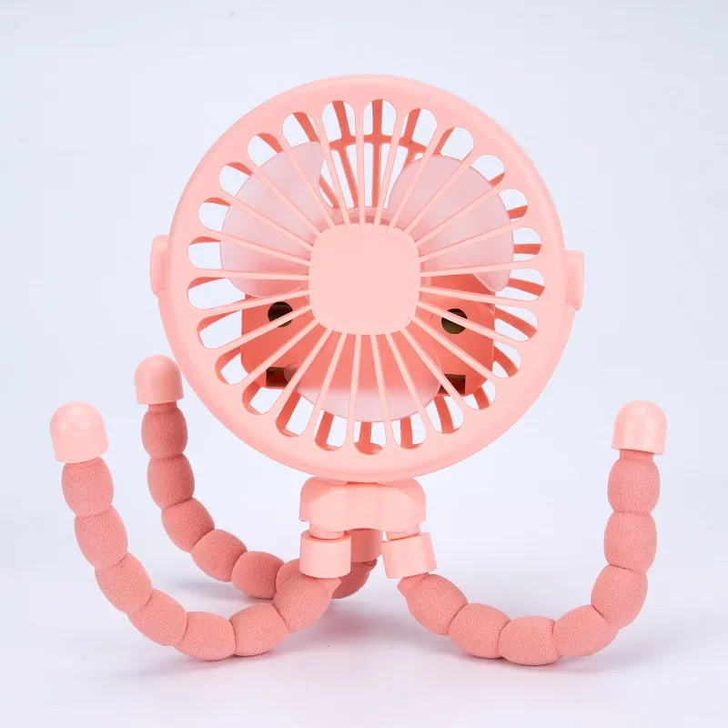 Ventilateur de poussette portable pour bébé mini ventilateur USB ajustable rose usage maison bureau extérieur 